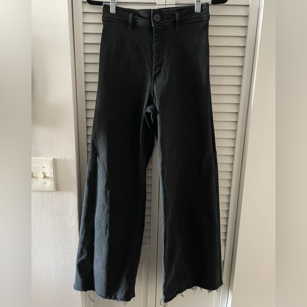 Zara Black Wide Leg Flare Jeans
